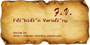 Fábián Varsány névjegykártya